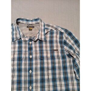 Eddie Bauer Travex Plaid Nylon Button Down Hiking Shirt Men Size Tall Large TL